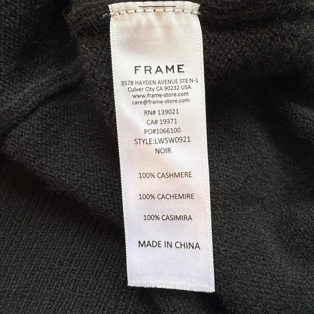 FRAME Women’s Frankie 100% Cashmere Sweater in Black Size XS - Picture 12 of 14